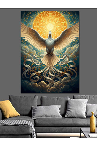 Artmeg White Dove Painting on the Sky Decorative Canvas - Mdf Wood Painting