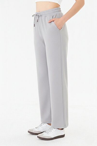 Sortie Women's High Waist Wide-Leg Lace-Up Modal Sweatpants Gray