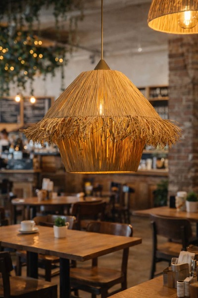 Maison Avf Everos Rafya Saçaklı Hasır Sarkıt Avize