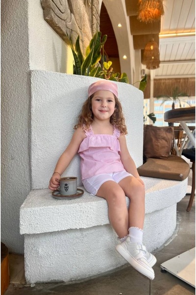 Yerli Bottom Top Pink White Set