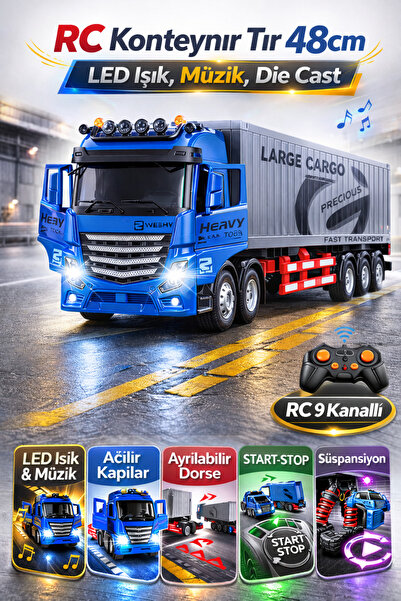 YILDIRIM OYUNCAK Uzaktan Kumandalı Konteyner Tır 48cm | LED Işıklı Müzikli 9 ...