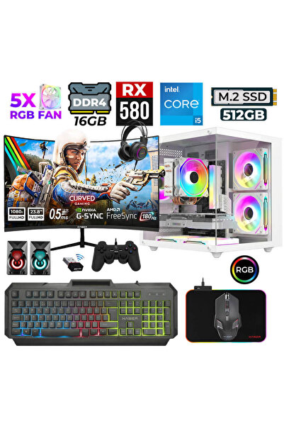 XASER River X80 i5 10400F 16GB Ram 512GB M.2 NVMe SSD 8GB RX580 23.8" 180Hz O...