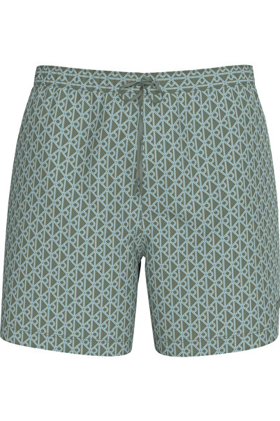 Calvin Klein Men's Mid Waist Belt I Drawstring Adjustable Green Swim Shorts