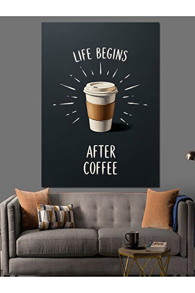 Artmeg După cafeaua începe viața Tablou decorativ din pânză - Tablou din lemn...