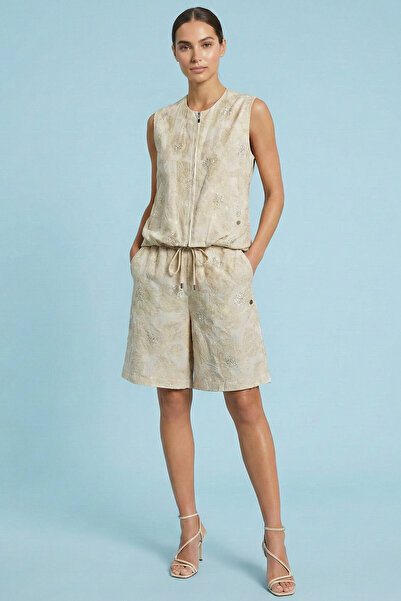 Guitar Yandan Cepli Bej Jakarlı Bermuda