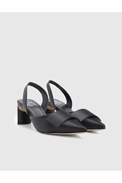 İLVİ Cenobia Genuine Leather Black Women's Heels Sandals