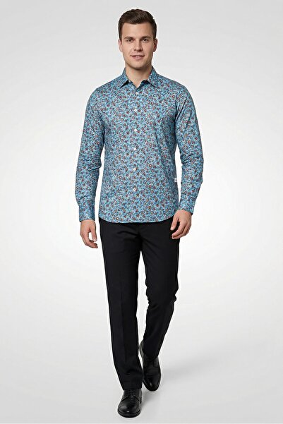 Replay Men Regular Fit Long Sleeve Floral Print Casual Shirt, Multicolor