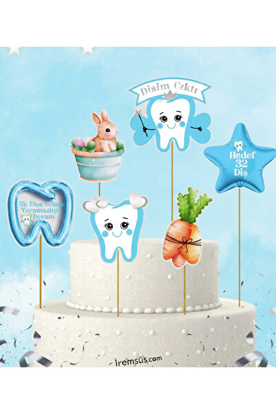 mypartyready Diş Buğdayı Konsept Mavi Renk Pasta Cupcake Büyük Boy Süsleme Kü...