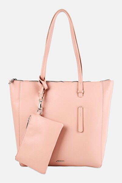 Jenny Women 2 Pieces Brand Logo Tote Bag With Pouch, Peach