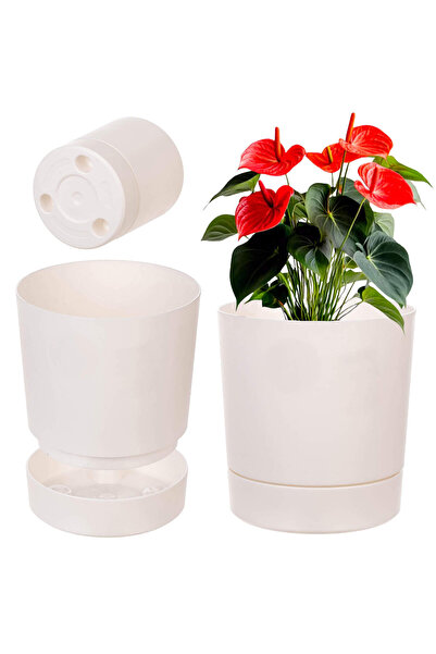 KADAX Ghiveci de flori Ghiveci de flori cu suport din plastic rotund 34,5 cm,...