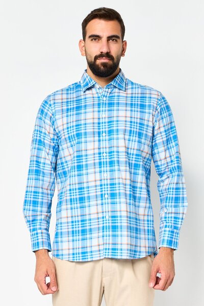 Thomas Pink Men Classic Fit Plaid Long Sleeve Dress Shirt, Multicolor