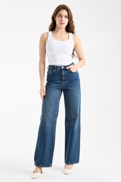 JUD جينز ديبرا 349 عالي الخصر باللون الأزرق المريح للنساء