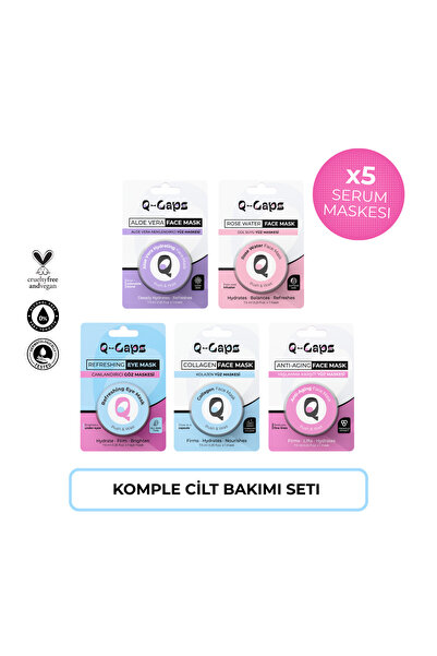 Q-caps KOMPLE CİLT BAKIMI SETI - 5 Serum Maskesi | Kırışıklık, Şişlik, Nemlen...