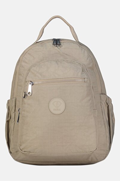 I Love Fashion Women Brand Logo Backpack, Beige