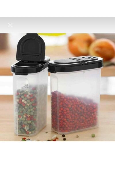 Tupperware Large Spice Container with 2 Black Lids