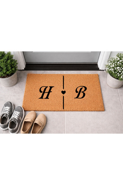 Borambalaj Doğal Koko Paspas,40x60 Cm Kıl Kapı Önü Paspası Kişiye Özel Harf D...