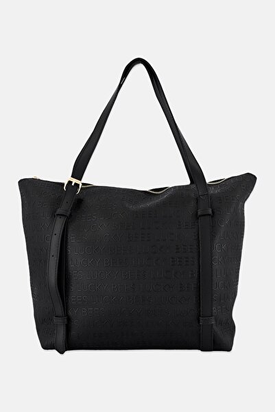 Lucky Bees Women Brand Logo Tote Bag, Black