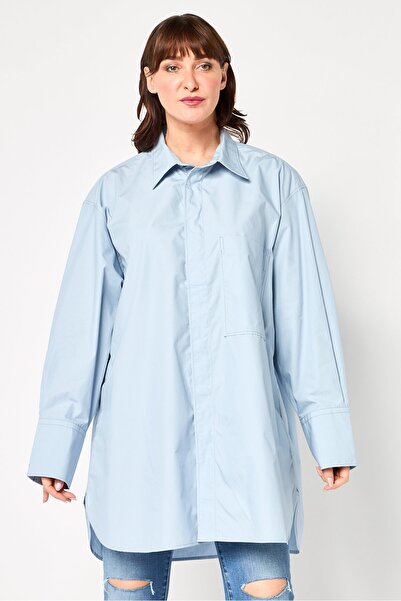 G-STAR RAW Women Regular Fit Plain Long Sleeve Shirt, Slate Blue