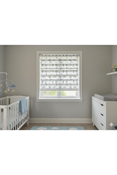 homestyle Sevimli Erkek Bebek Temalı Boy Yazılı Dijital Baskılı Zebra Stor Pe...