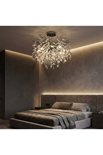 RFAN Chandelier, Model 33122/600, Crystal Texture, Metal, 8 X E14, Silver