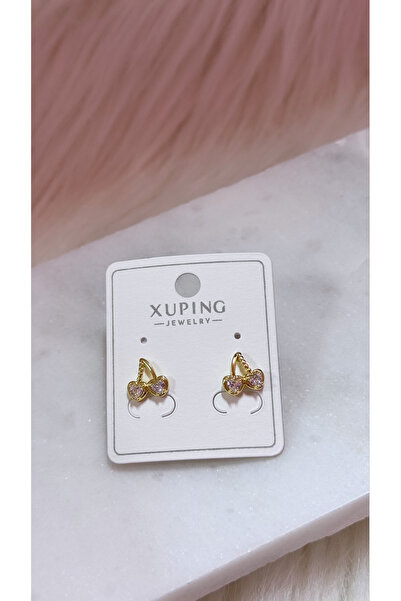 iky aksesuar Children's Xuping Stone Screw Zircon Cherry Earrings