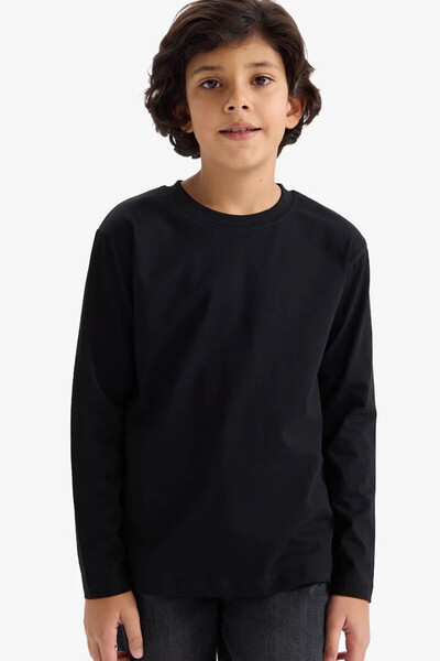 DeFacto Regular Fit crna dečačka majica dugih rukava T-shirt K1686A6/BK81