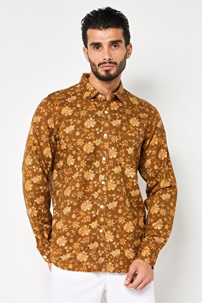 Replay Men Regular Fit Long Sleeve Floral Print Casual Shirt, Multicolor