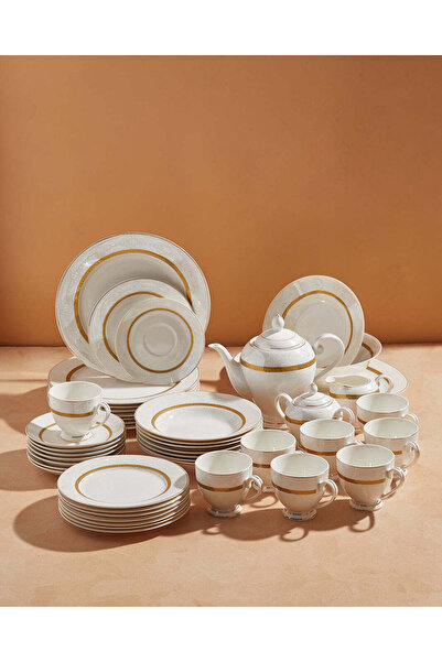 REDTAG White Gold Geometric Dinner Set 47 Piece