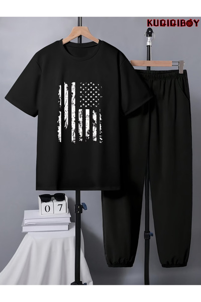 Rayan & Hoor Style Men's Printed tracksuit bottoms and t-shirt bottom top tra...