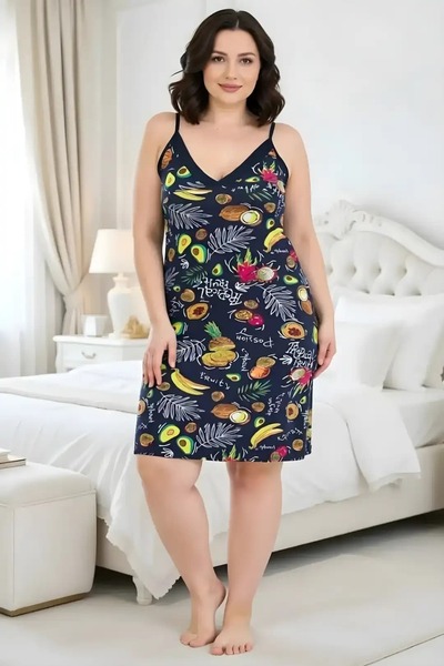 tarzımsüper Women's Plus Size Comfort Model Cotton Strappy Nightgown