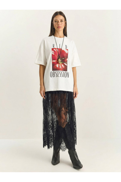 Bianco Lucci Women's Lace Detailed Layered Skirt 8017 60283948