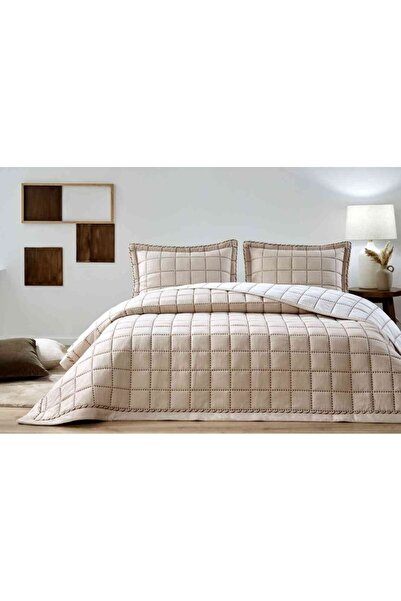 Özdilek cuvertură de pat .Broderie pătrată bej 180x250