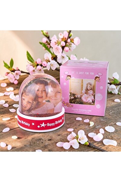 NATUREL Fotoğraflı Kırmızı Şeffaf Kar Küresi Kişiye Özel Resimli Kar Küresi K...