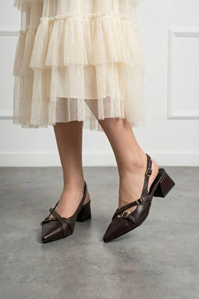 NAVİSHOES حذاء نسائي بمقدمة مدببة ومفتوح من الخلف بسمك 4 سم قصير حذاء بكعب GZ...