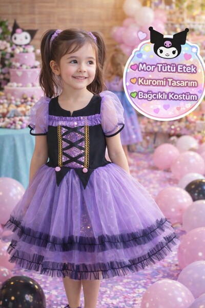 TOYFEST KUROMİ Костюм Sanrio Фіолетово-чорна сукня з тюлем | 9-10 років Дівча...