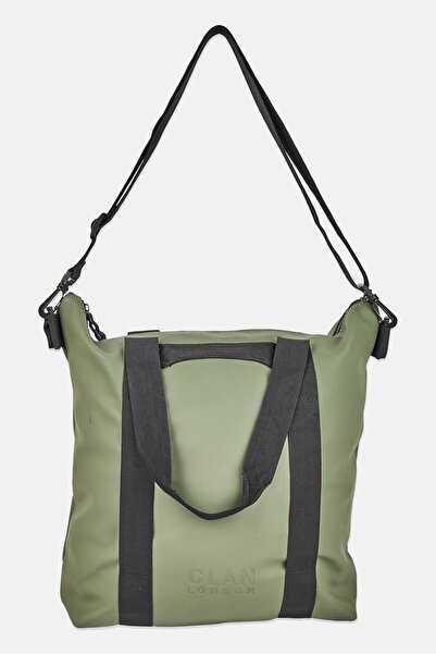 CLAN LONDON Women Brand Logo Tote Bag, Olive