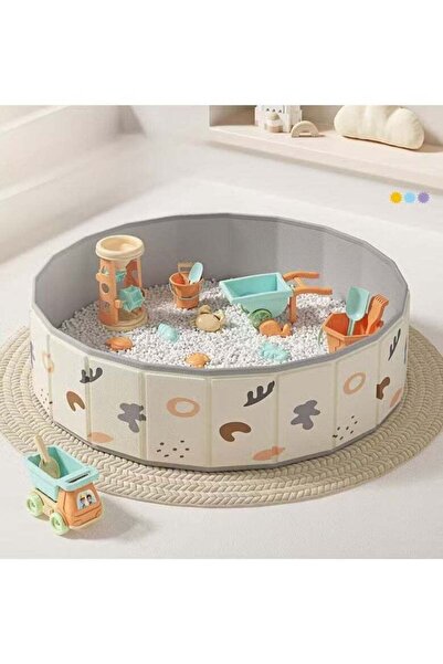 Arabest حوض رمل للأطفال، سياج قابل للطي، أداة حفر رمل للعب الداخلي، قطر 80 سم