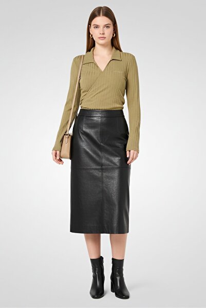 Karl Lagerfeld Women Spread Collar Long Sleeve Embroidered Shirt, Olive