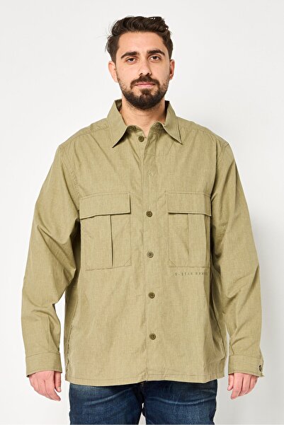 G-STAR RAW Men Relaxed Fit Plain Long Sleeve Shirt, Olive