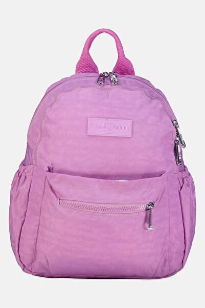 I Love Fashion Women Brand Logo Backpack, Pink