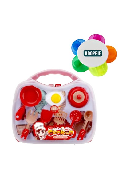 OEM Играчка Хупи, 30x26x7 см, комплект кухненски прибори, пластмаса, червена,...