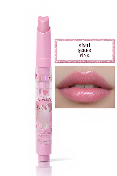 magic casa Simli Şeker Pink 04 – Kalp Uçlu, Cam Parlaklığında Nem Etkili Ruj