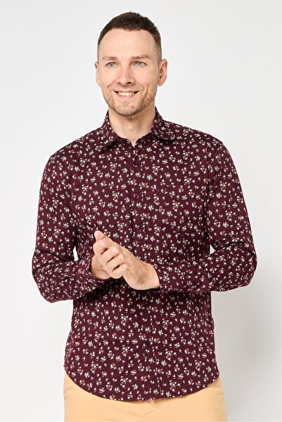 Kenneth Cole Men Slim Fit Floral Print Long Sleeves Casual Shirt, Multicolor