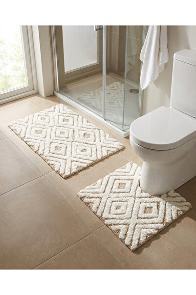 REDTAG Taupe Diamond Bathmat Set (2 Piece)