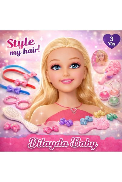 ZİVENTA Dilayda Baby Saç Tasarım Oyuncak Bebek Başlığı 22 cm Aksesuarlı Saç Y...