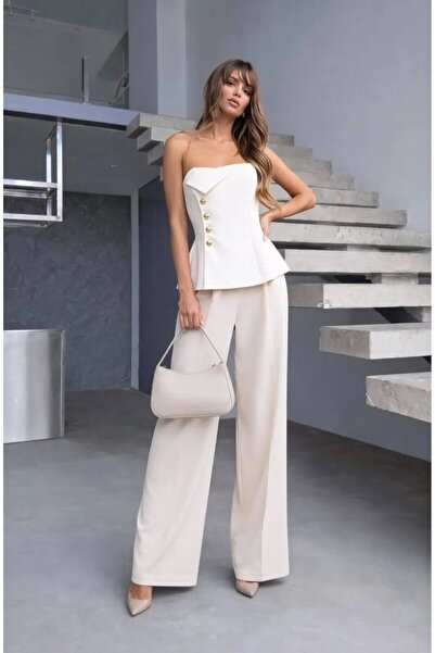Butikcadde Strapless Bluz Ve Pantalon Alt Üst Takım
