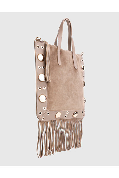 İLVİ Jalea Genuine Suede Leather Mink Women's Clutch Bag