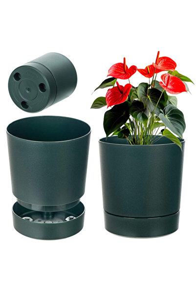 KADAX Ghiveci de flori Ghiveci de flori cu suport din plastic rotund 34,5 cm,...