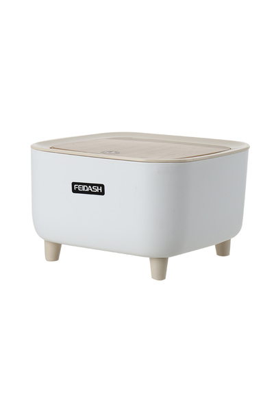 silabor سلة مهملات بيضاء سعة 2 لتر مربعة الشكل مع قاعدة