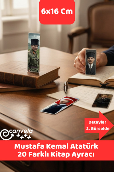 CANVELA 20 Farklı Model Kitap Ayracı Mustafa Kemal Atatürk Kitap Ayraçları